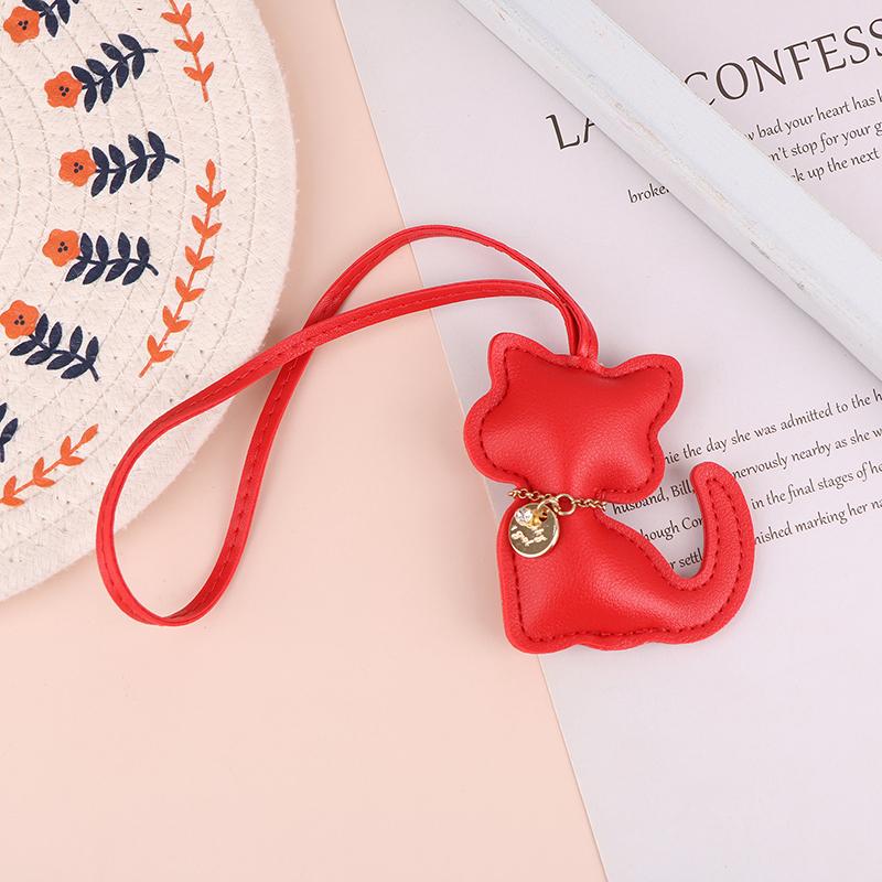 Pu Leather Cat Pendant Keychain Cute Animal Keyring Women Bag Charm Handbag Hanging Decoration For Girl Gifts