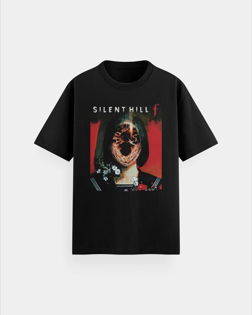 Thriller Horror Game Silent Hill F Print T-Shirt Herren Oversized Street Hip Hop Y2k Schwere Baumwolle Hohe Qualität Herren Kleidung Tee
