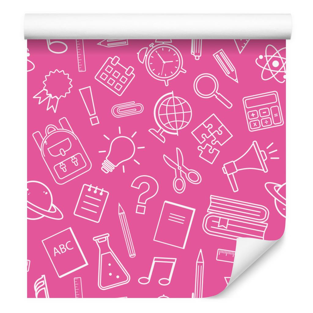 Wallpaper School Supplies Powder Pink and Purple 50x1000