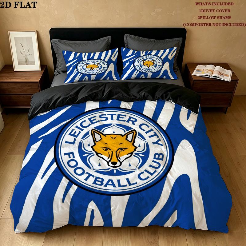Leicester City Pattern Bedding Quilt Set Home Decoration Gift (1 * duvet cover + 2 * pillowcase without core)