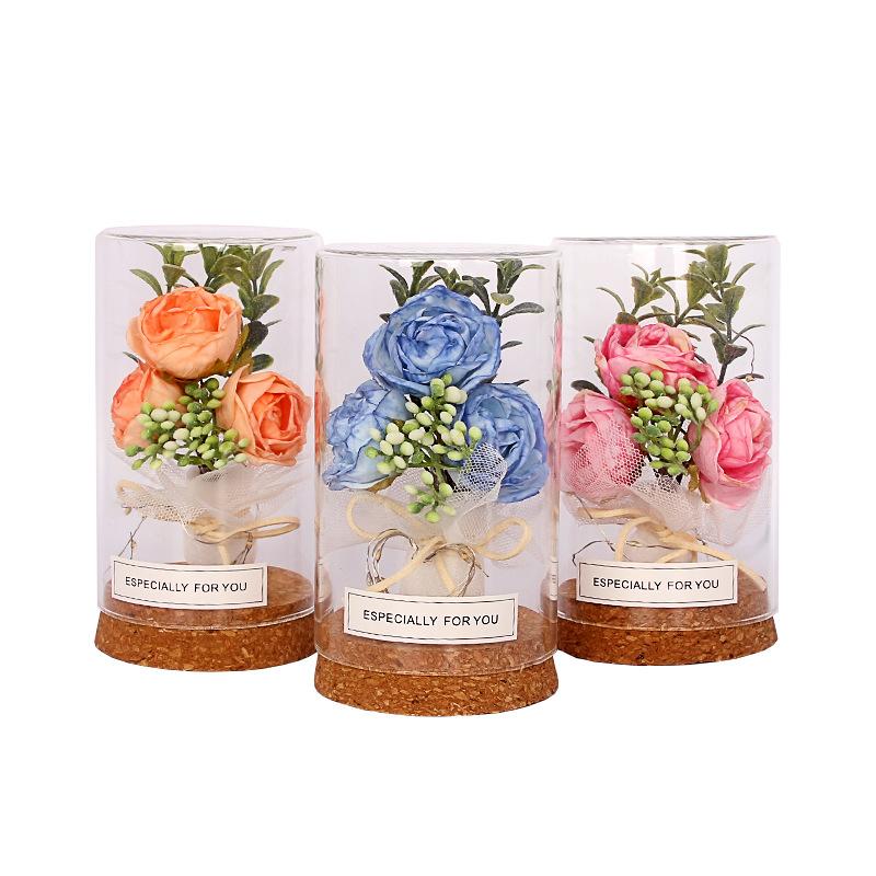 Valentine's Day gift cork wishing bottle LED luminous roses for girlfriends birthday Teachers' Day
