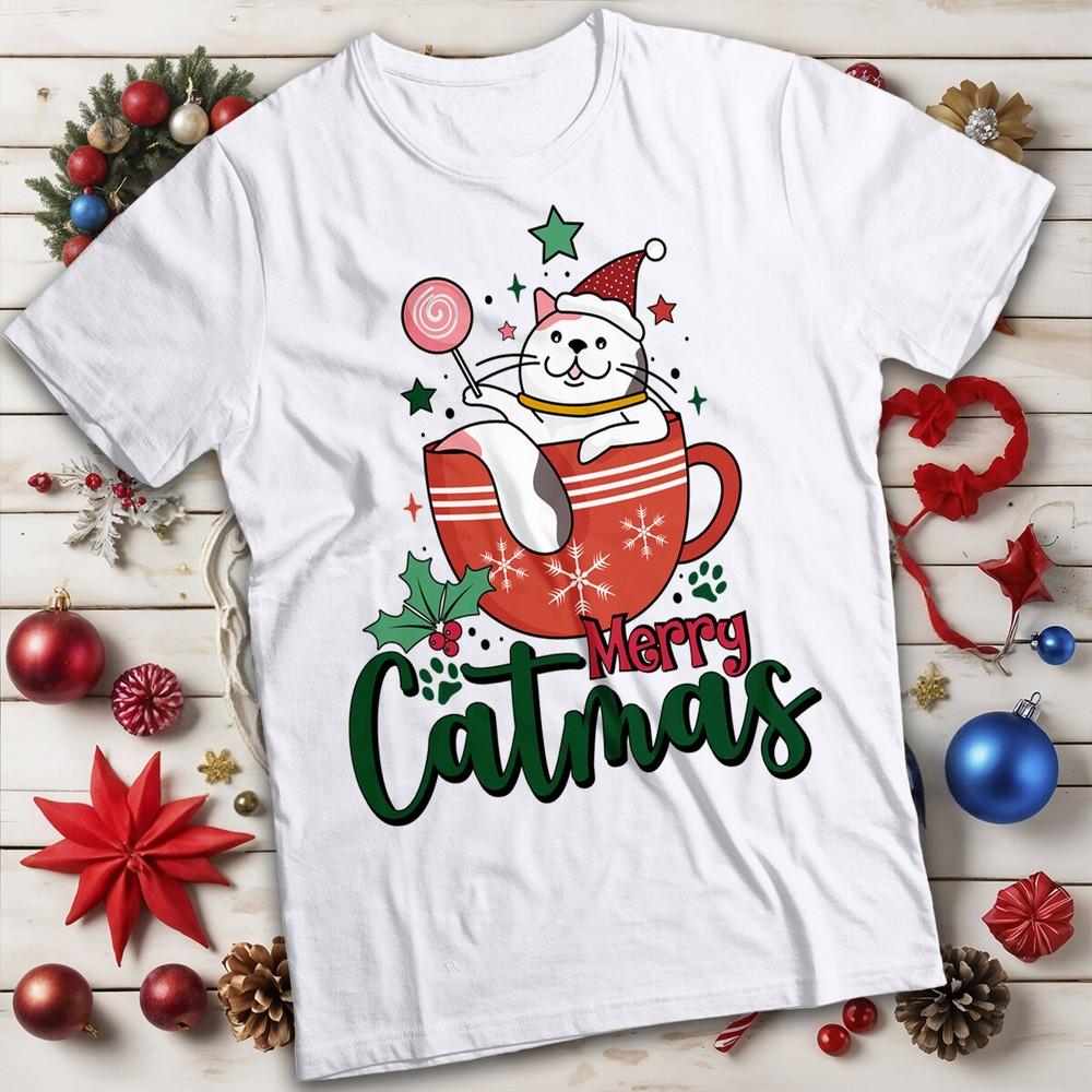 Funny Unisexs and Unisexs Catmas Christmas TShirt Tee MC