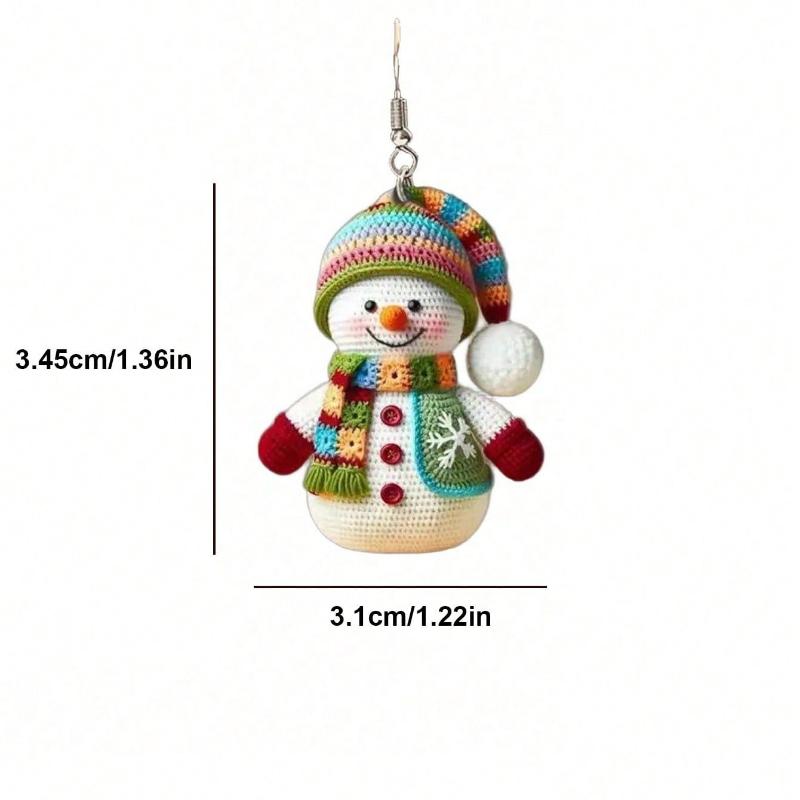 1 Pair Fashionable Cute Cartoon Christmas Snowman 2D Acrylic Dangle Earrings For Women, Suitable For Women's Christmas Wear, Christmas Gift