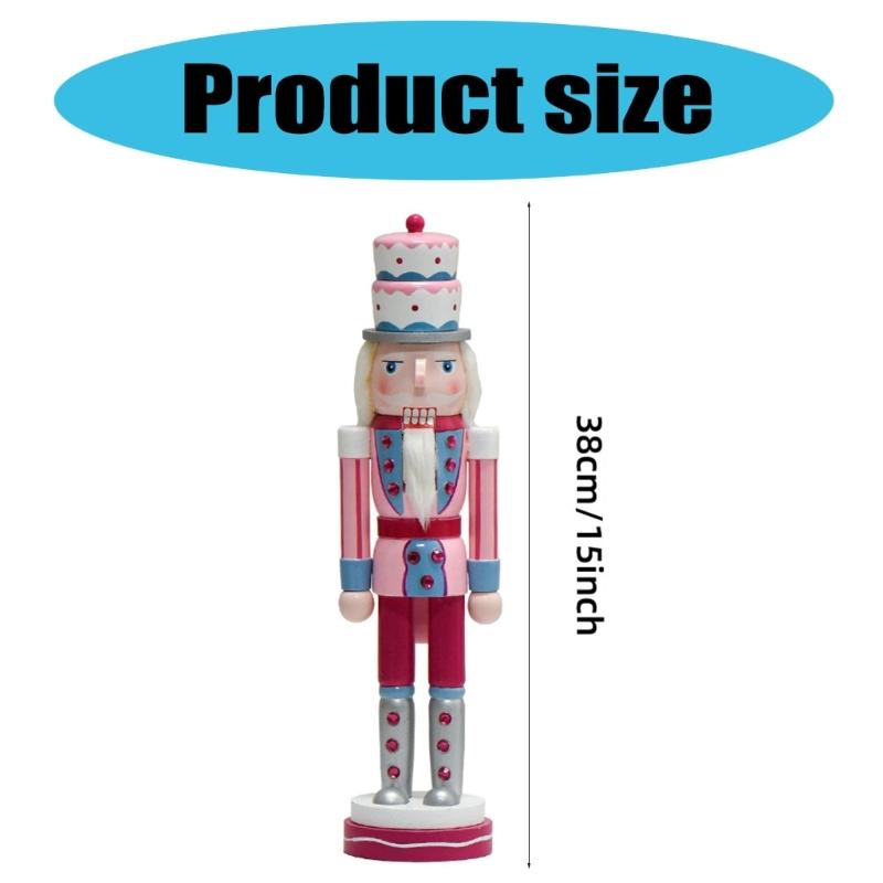 Classical Wood Cake Hat Nutcrackers Soldier 38cm Holiday Decorative Figurine for Mantle and Table Centerpieces Decors