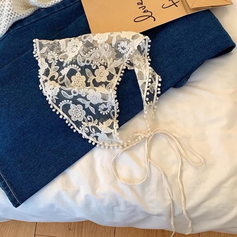 AISHG Weiß Gewebte Blumenspitze Haar-Schal Wickeltücher für Damen Retro Dreieck Kopftuch Hut Mädchen Stirnband Haarschmuck