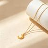 18K Gold-Plated Crescent Moon Pendant Necklace with Smooth Titanium Steel Chain