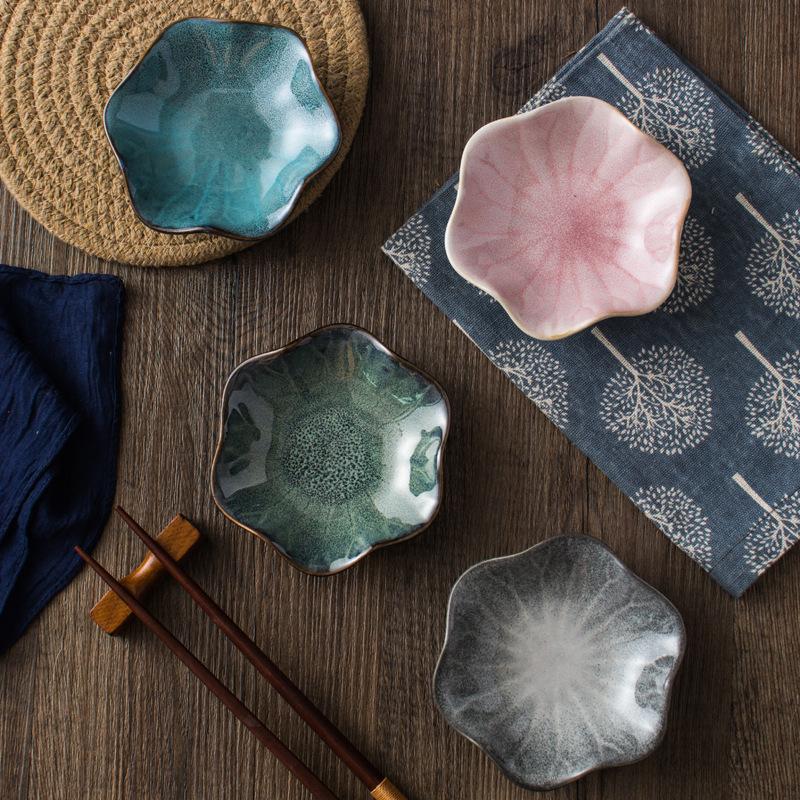 Japanische Keramikplatte Retro Ofenglasur Barbecue Mini Dip Sashimi Sushi Sojasaucenschale Geeignet für Heimküche/Geschenk