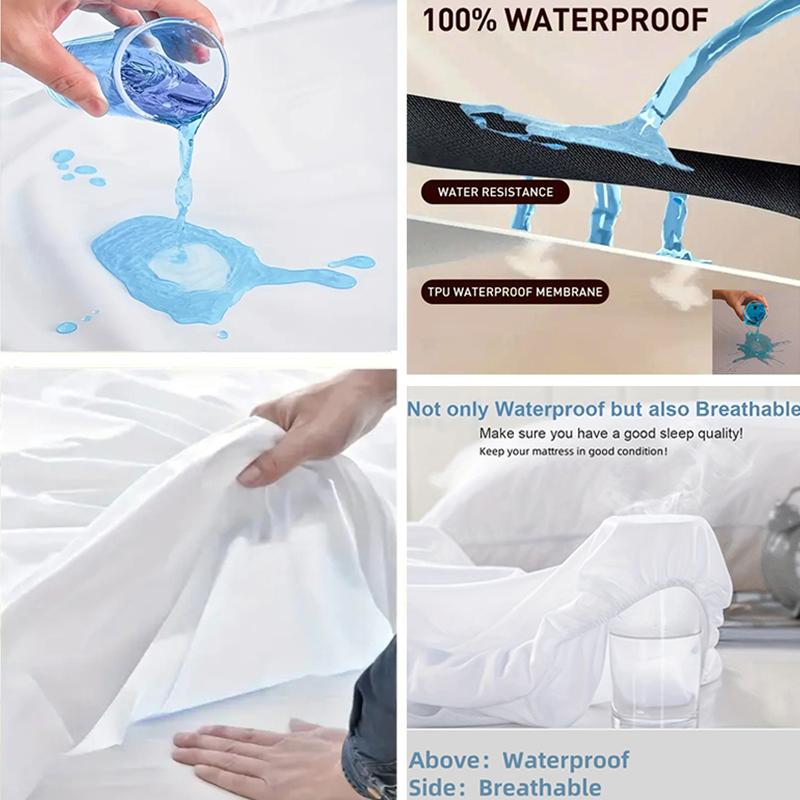 2025 1pc Waterproof Bedsheet,Solid Color Bed Sheet Anti-Stain Mattress Protector,Machine Washable Bedding,Can Be Used in All