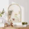 Arched Wall Mirror, Grooved Edge, Hooks, Tempered Glass, Polystyrene, 60 x 90 cm, Beige