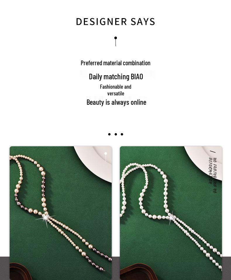Buckle Pearl Sweater Chain: Fashionable and Versatile Mixed Color Long Necklace for Women