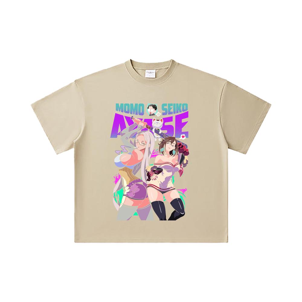 260 GSM Double Yarn 32 Count 100% Cotton Dandadan V22 Momo Seiko Print Unisex Heavy Cotton T Shirt