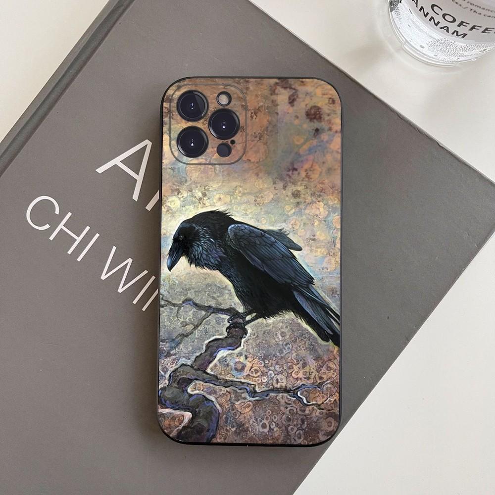 Raven Pattern Phone Case For iPhone 15 14 11 12 13 Mini Pro XS Max Cover 6 7 8 Plus X XR SE 2020 Funda Shell