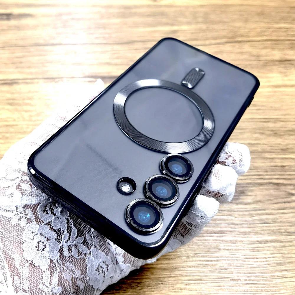 Transparent TPU Case For Samsung Galaxy S25 S24 S23 S22 S21 S20 Ultra Plus FE S24Plus S23Plus Note 20 For Magsafe Charge Cover