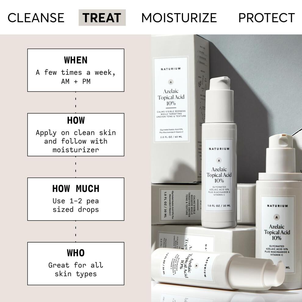 Naturium Acido Azelaico 10% per uso topico, Trattamento di bellezza per viso e cura della pelle con Niacinamide e Vitamina C, 28 g