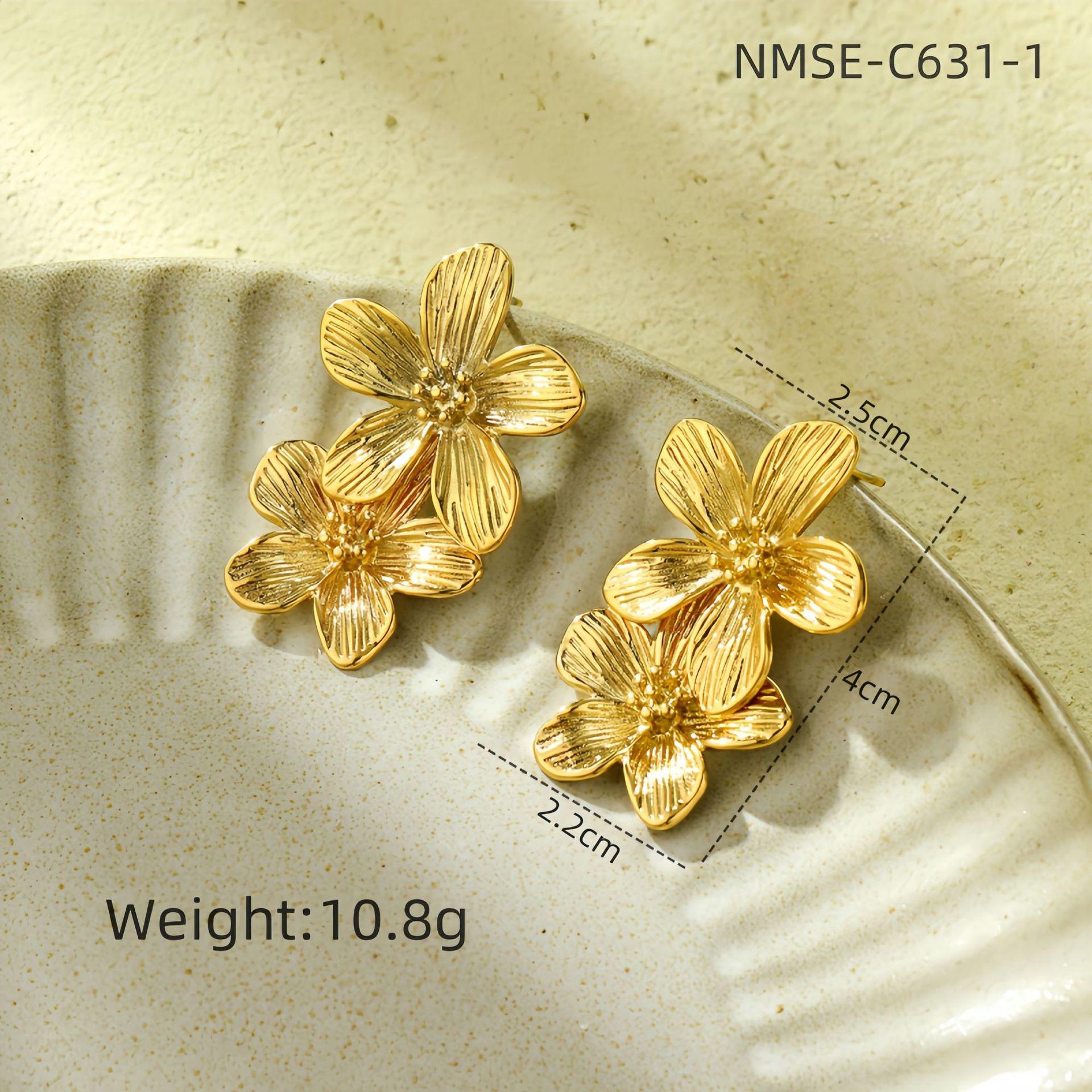 GEMCHIC Women s French Retro Vintage Light Luxury Flower Tassel Stainless Steel Earrings for Women