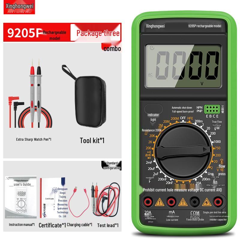 High-Precision DT9205 Digital Multimeter with Anti-Burn Protection for Electricians