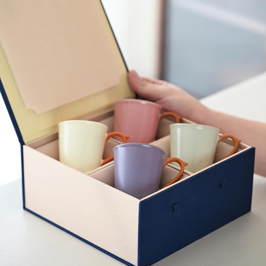 Ru Kiln Four Seasons Handle Cup Ceramic Household Kung Fu Tea Set Anti-Scalding Hand Tea Cup Small Tea Coffee Cup Gift Box