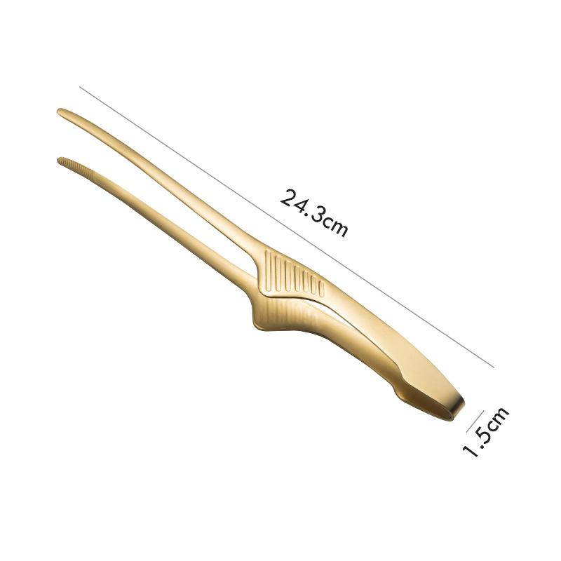 Stainless Steel Food Tongs Food Chief Tongs BBQ Tweezer Clip Stainless Steel Portable for Picnic Barbecue Cooking Kitchen Clip золотой