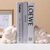 1pair/2pcs of super cute light luxury cream style cat face resin decorative bookends, heavy duty non slip bookends, for book magazine organization,