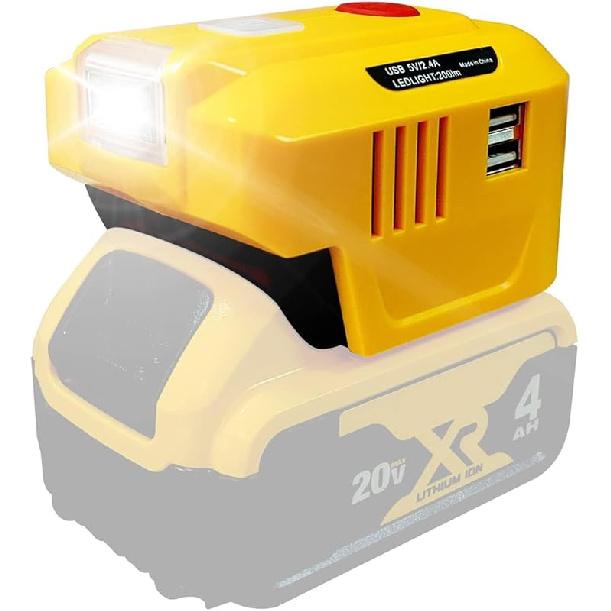 150W Power Inverter Generator Fit for Ryobi 18V Lithium Battery, DC 18V to AC 110V-120V Portable Power Station, with 2 USB & AC Outlet & 200LM LED