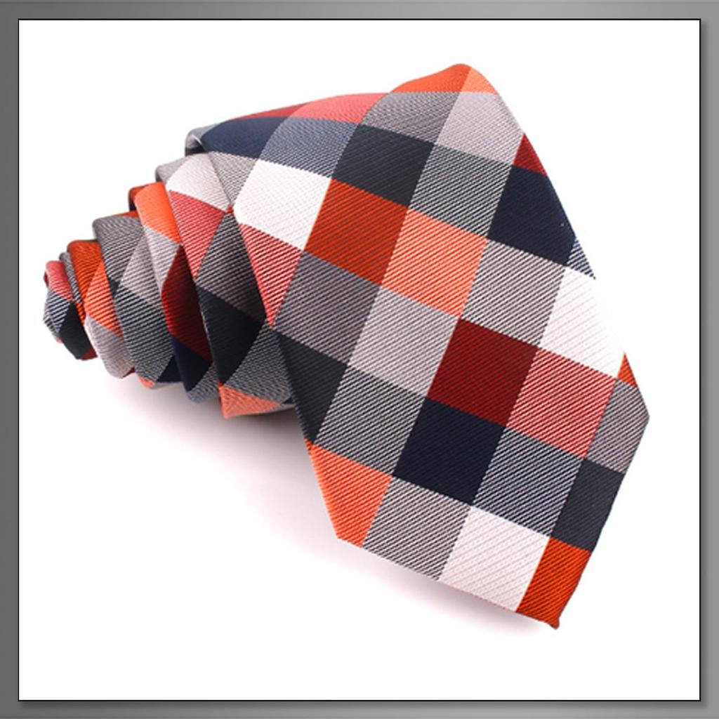 [Buzz Selection] Men's Checkered Necktie, BusinessCasual Style, Washable, Polyester, AC420 (Red)