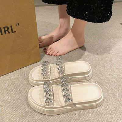 Cool Slippers for Women Who Step On Shit, New Rhinestone Transparent Belt In Summer 2025, Cool Slippers for Fairy Shoes