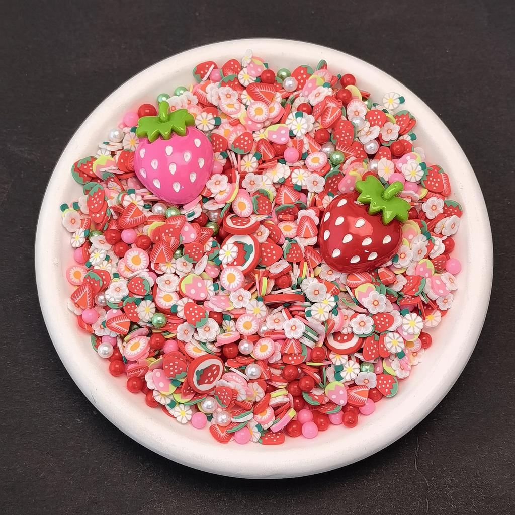 500g Strawberry Fruit Slime and Resin Mix for DIY Crafts Slime Decorations Perfect for Scrapbooking and Phone Stickers