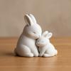3D Printed Mother and Child Bunny Figurine Fade-Resistant Cuddling Bunny Statue  Home Desk Decor