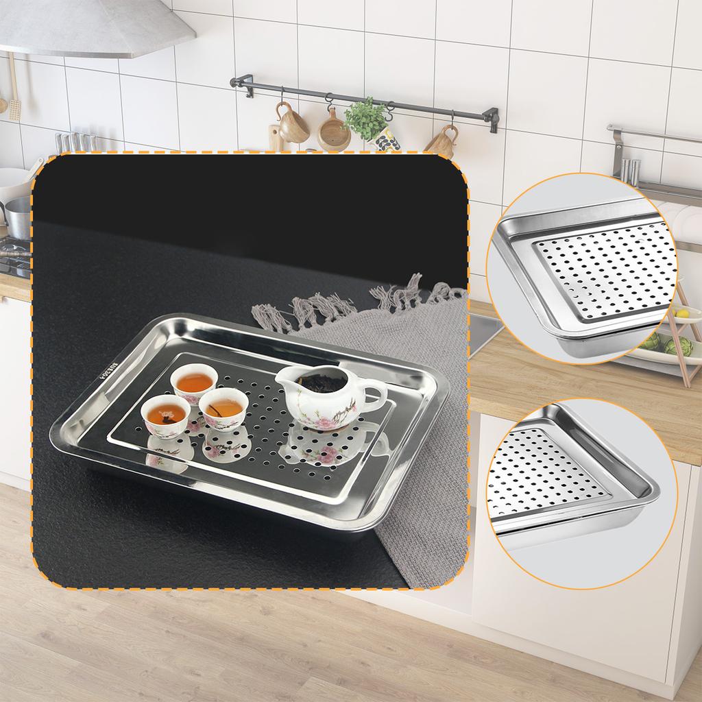 Stainless Steel Tea Serving Tray Draining Water Kung Fu Tray Drawer Tea Room Board Table Chinese Tea Tray Ceremony Tools
