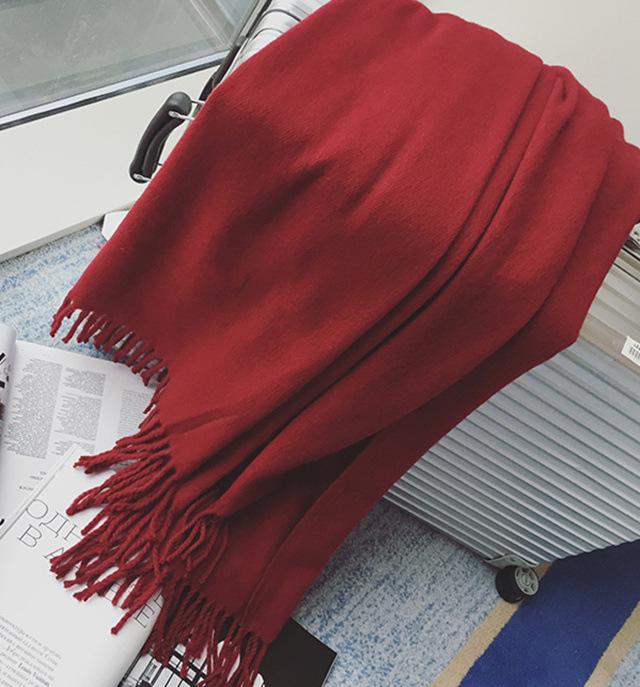 

Korean Style Imitation Cashmere Shawl Scarf - Women s Thickened Long Cloak for Spring, Autumn, Winter. красный