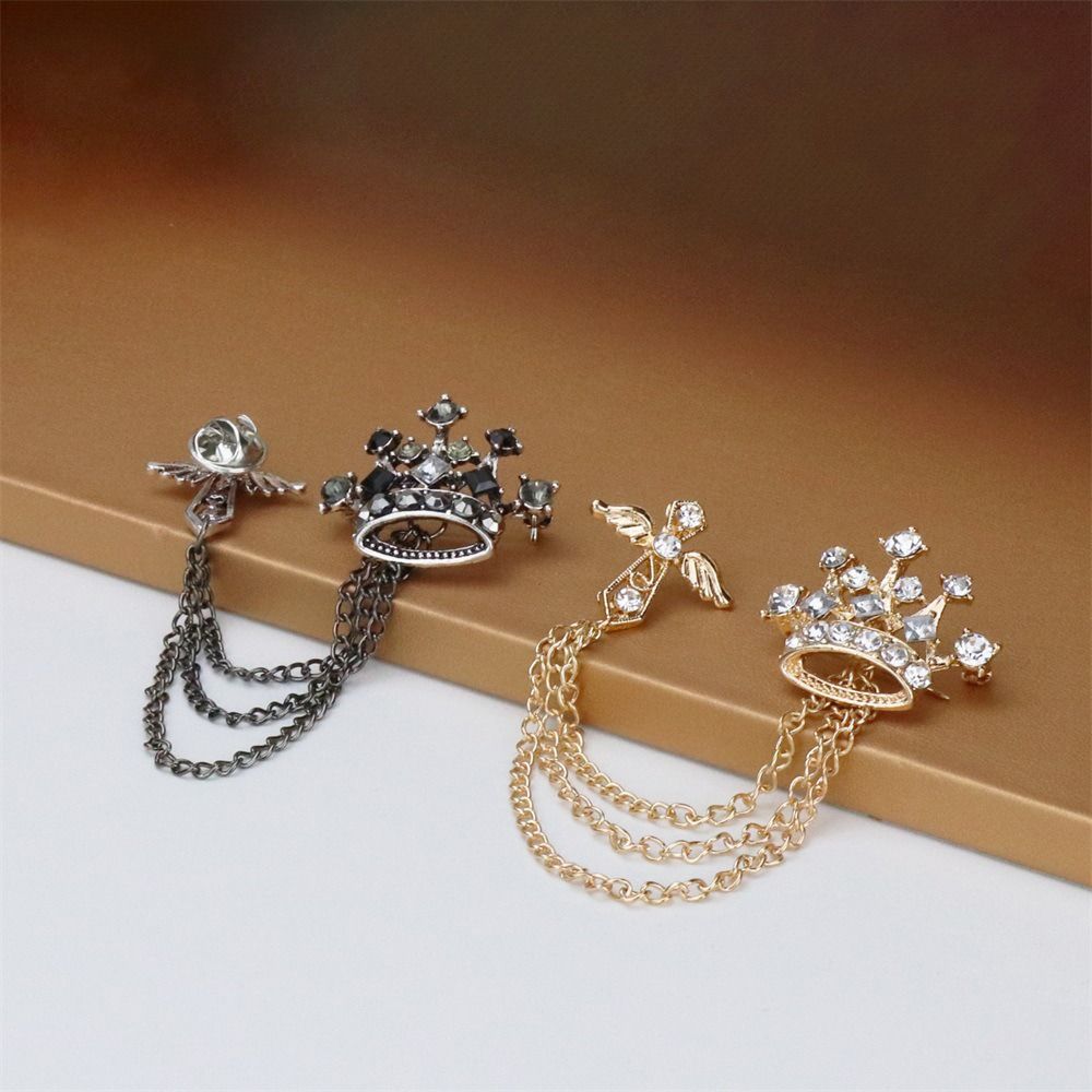1Pcs Temperament Tassel Crystal Brooch Vintage Collar Jewelry  For Women Dress Mens Shirt Suit Set