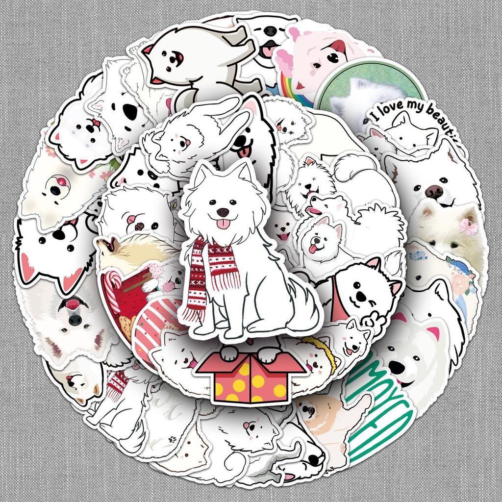 50 Samoyed Dog Graffiti Stickers – Cute Cartoon Waterproof Stickers for Kids' DIY Projects, Phones, and Suitcases