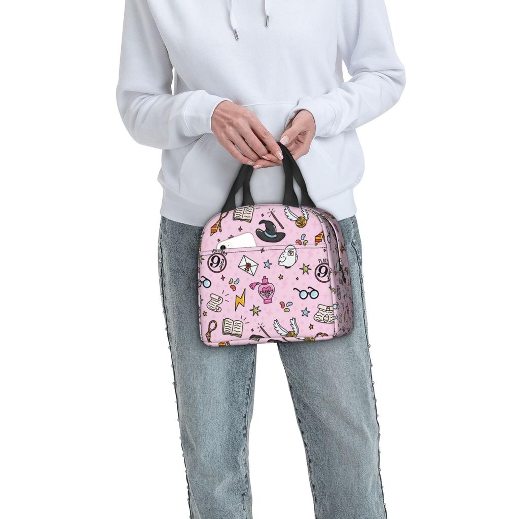 Custom H-Harryes Thermal Insulated Lunch Bag Women Men Witchcraft Portable Lunch Container for School Storage Food Box