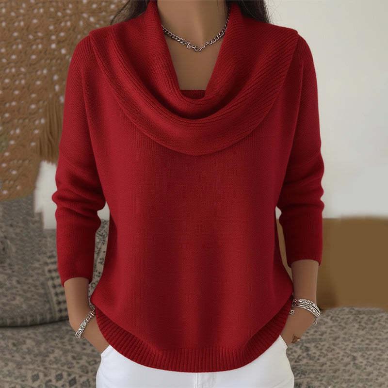 Solid Color Long Sleeve Women's Sweater for Autumn and Winter