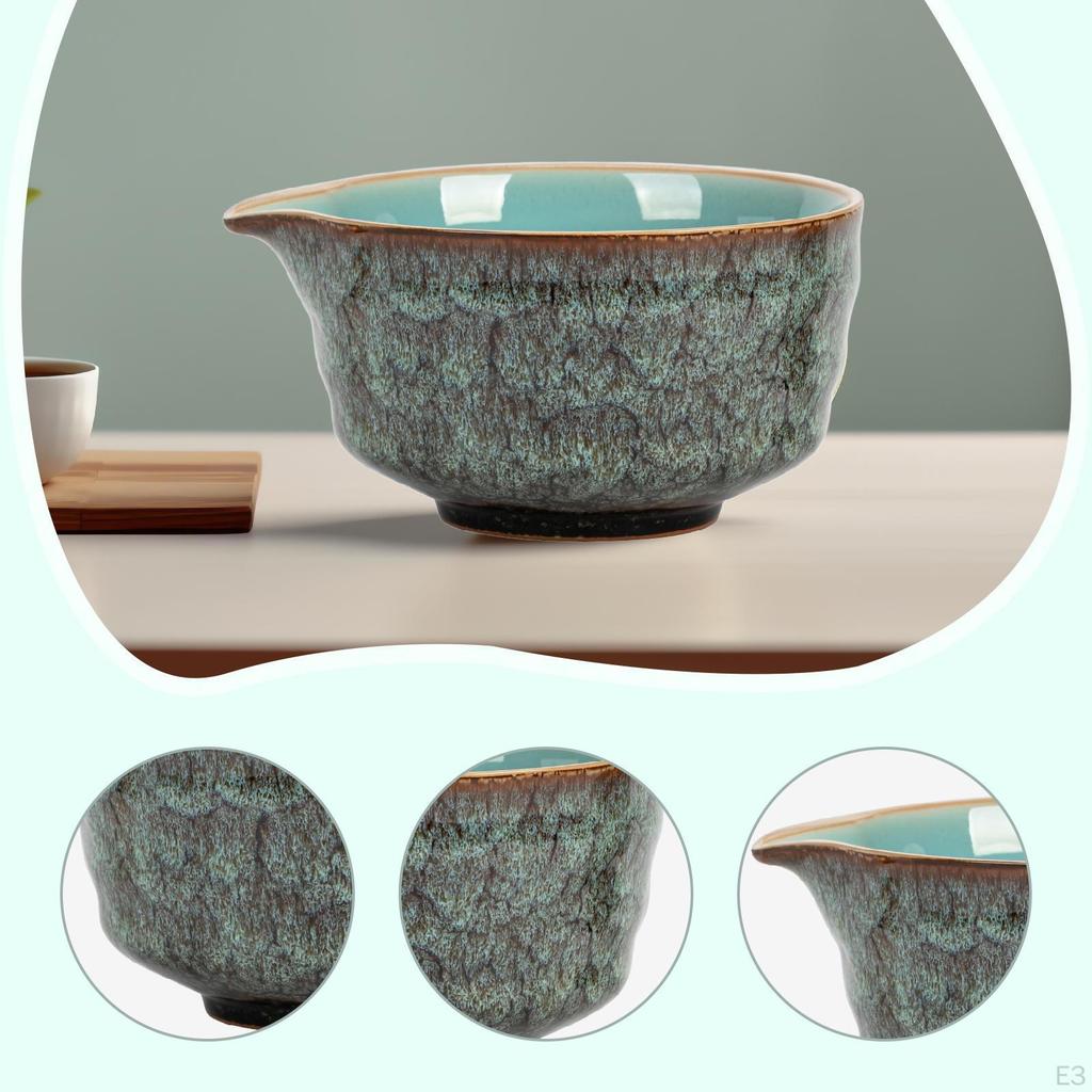 Ceramic Matcha Bowl Designed for Mixing, Featuring A Pouring Spout In Porcelain