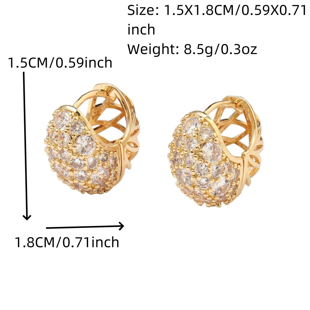 1 Par de Brincos de Argola Geométricos de Luxo com Zircônia Cúbica Incrustada em Cobre para Mulheres Usarem no Dia a Dia, Encontros, Festas ou em Ocasiões de Joalheria de Casamento