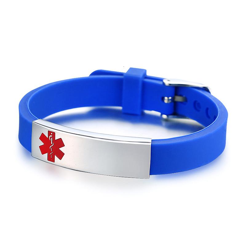Medical Alert ID Bracelet for Men Women Personalized Diabete ICE Silicone Wristband Type 2 Custom Engraved