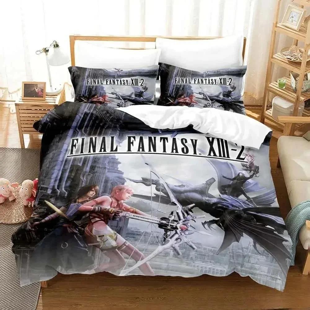 New 3D Print Anime Game FINAL FANTASY XIII-2 Bedding Set Boys Girls Twin Queen King Size Duvet Cover Pillowcase Bed Boys Adult