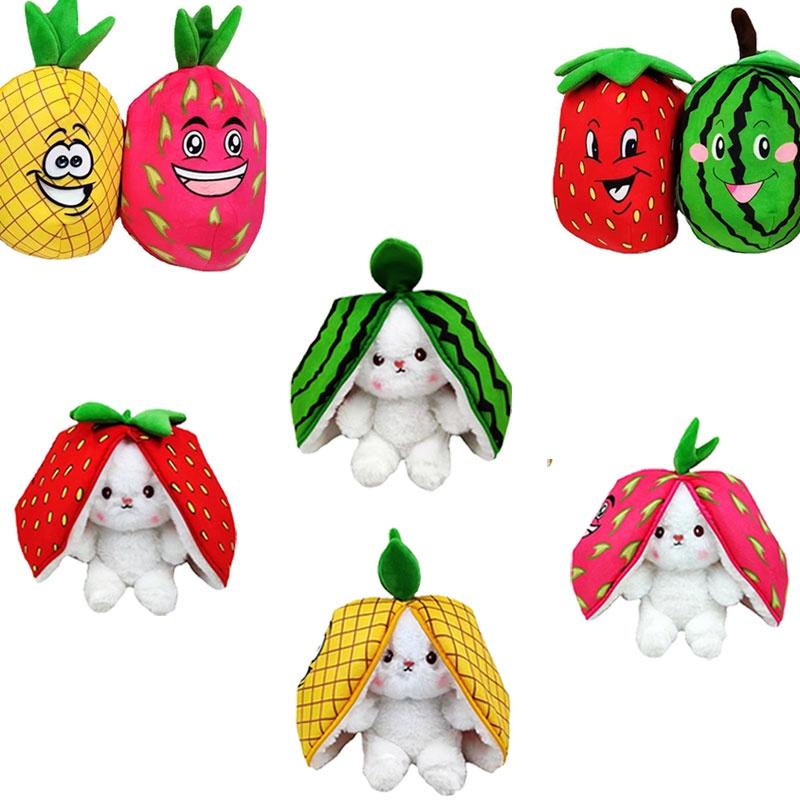 Cute Strawberry Bunny Plush Toy Soft And Fluffy Stuffed Animal For Kids And Girls