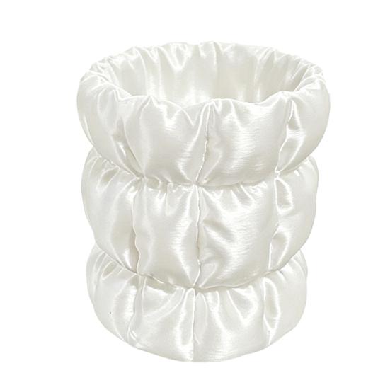 Yousheng Macaron Color Pen Holder, Cloud Pleat Design Pencil Holder, Soft Satin Compact Desktop Organizer for Pens Makeup