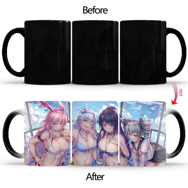 Color-Transforming Ceramic Mug Tea Heat Sensitive Magic Mug Coffee Cups Mugs Thermo Cup Original Breakfast Cups Ceramics Pretty 350ml