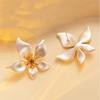 Textured Pearl Ear Studs Solid Color Flower Earrings Jewelry Exquisite Ginkgo Leaf Earrings  Party
