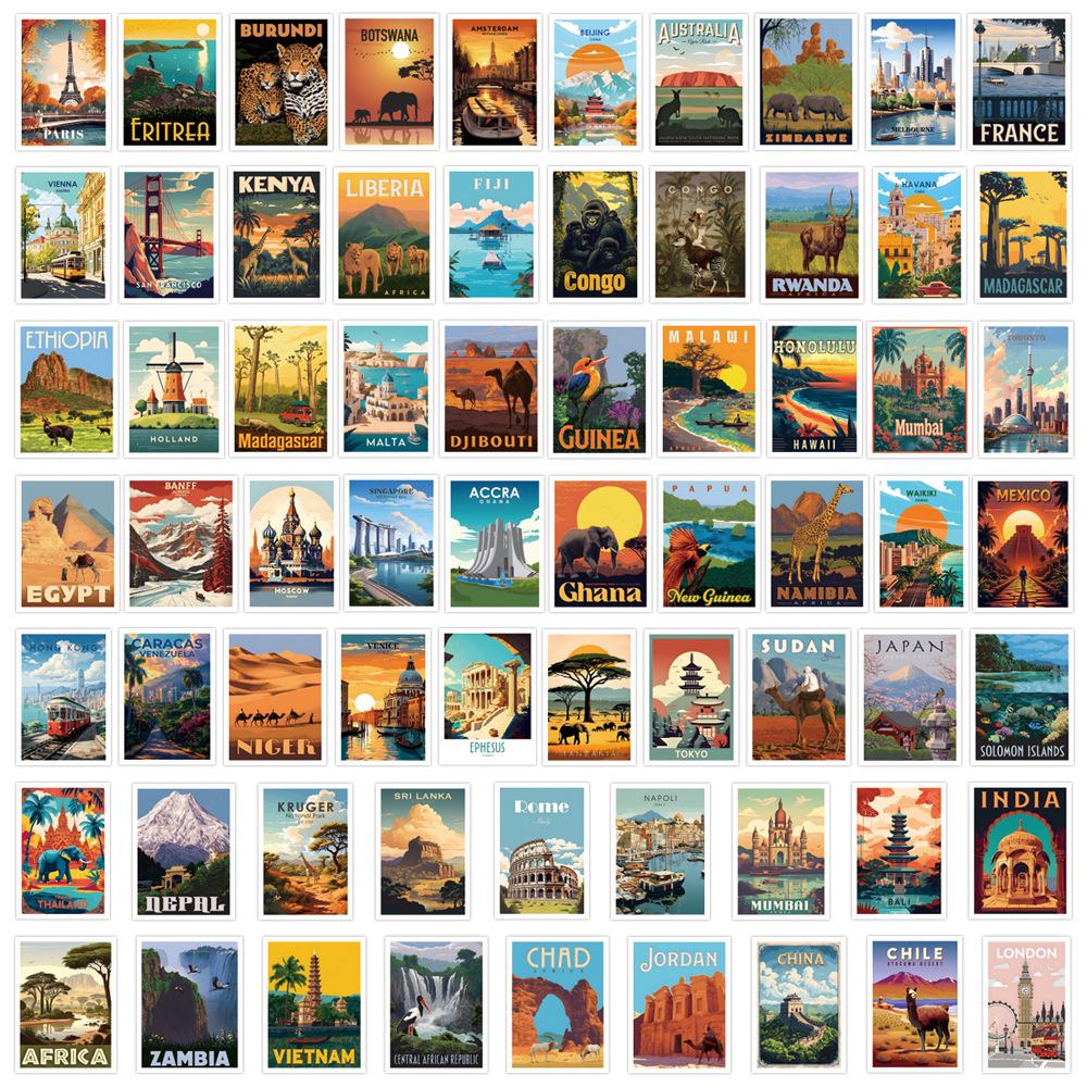 

65 Architectural Landscape Stickers: Waterproof Decor for Journals, Stationery, Water Bottles, and Computers