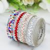 (1 Yards/roll) Width 1.2cm Chinese Ethnic Style Handmade Back Adhesive Decoration Rhinestone Clothing Matching Design