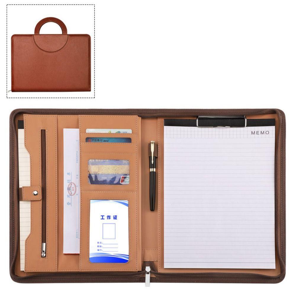 Multifunctional Contract File Folders PU Leather Document Organizer  Office School Supplies