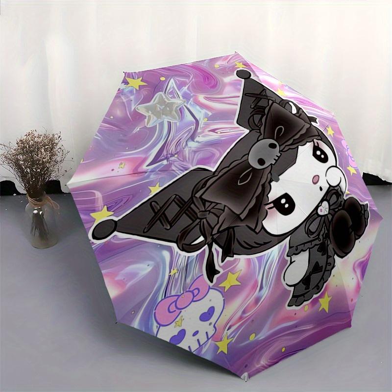 Kuromi,Cute Automatic Umbrella-Foldable, Durable 8-Bone Design, Compact and Stylish, Great for Camping, Halloween, Christmas, Mother's Day T