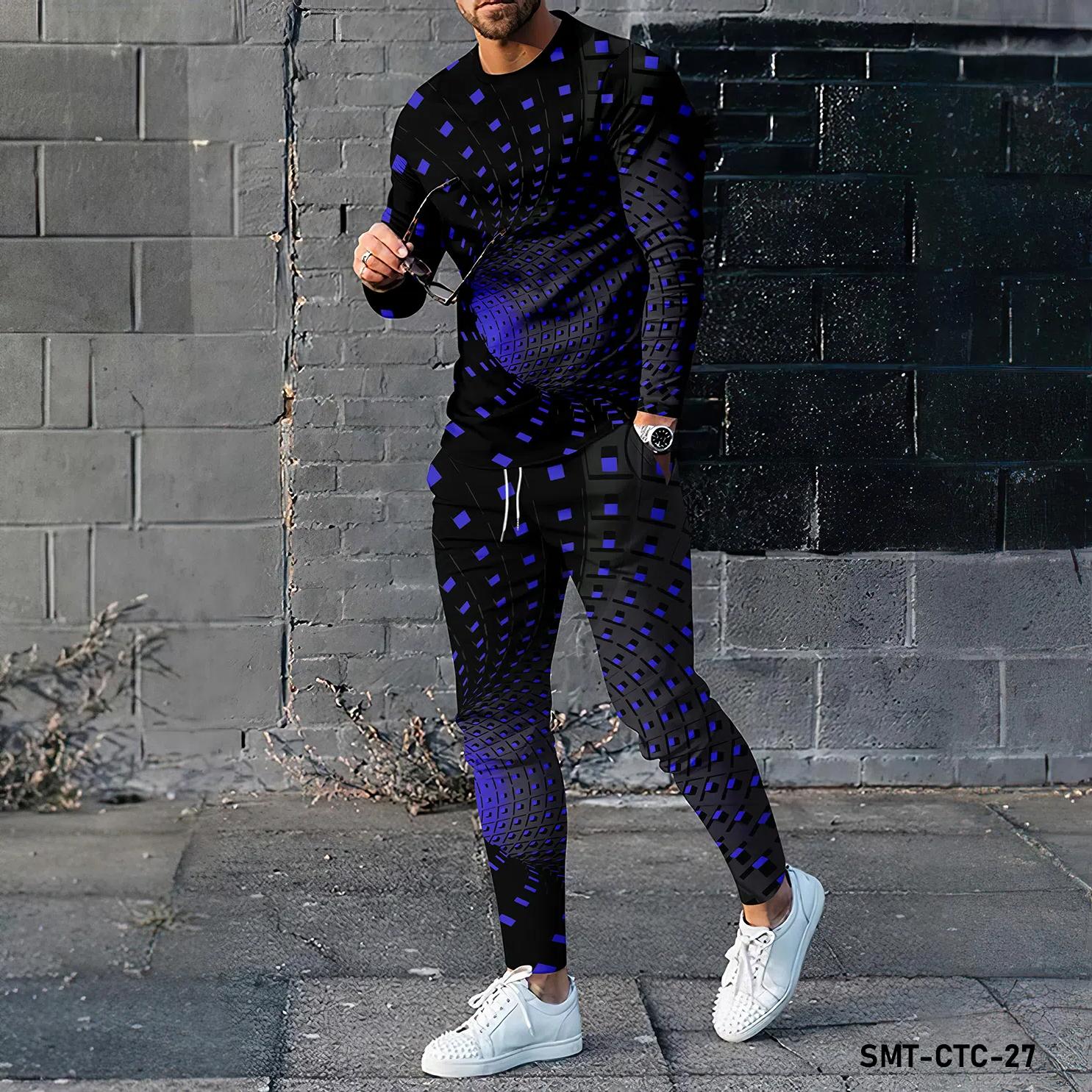 

Комплект из двух предметов: футболка с длинными рукавами и брюки, напечатанные на 3D-принтере, модная одежда и спортивная одежда 4XL