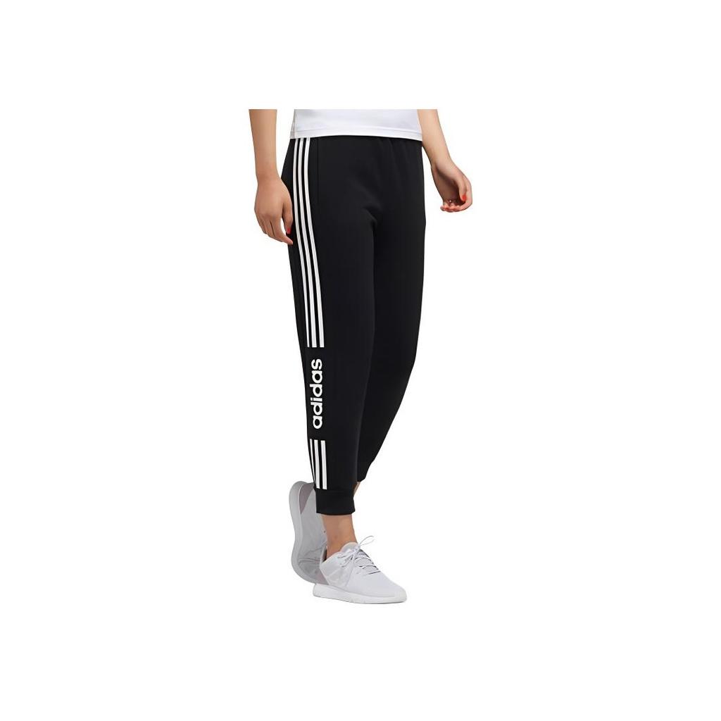 Adidas Neo Vintage Side Stripe Letter Knitted Sweatpants Women Bottoms Black FP7454