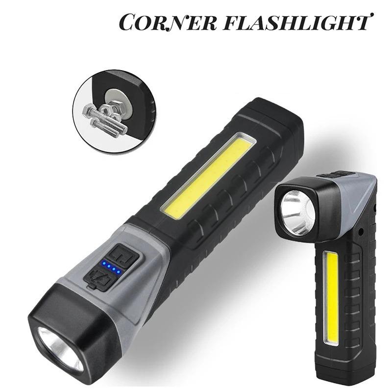 Bright Rechargeable LED Flashlight Camping Work Torch Rotatable Head With 5 Lighting Mode With Magnet Waterproof Emergency Light