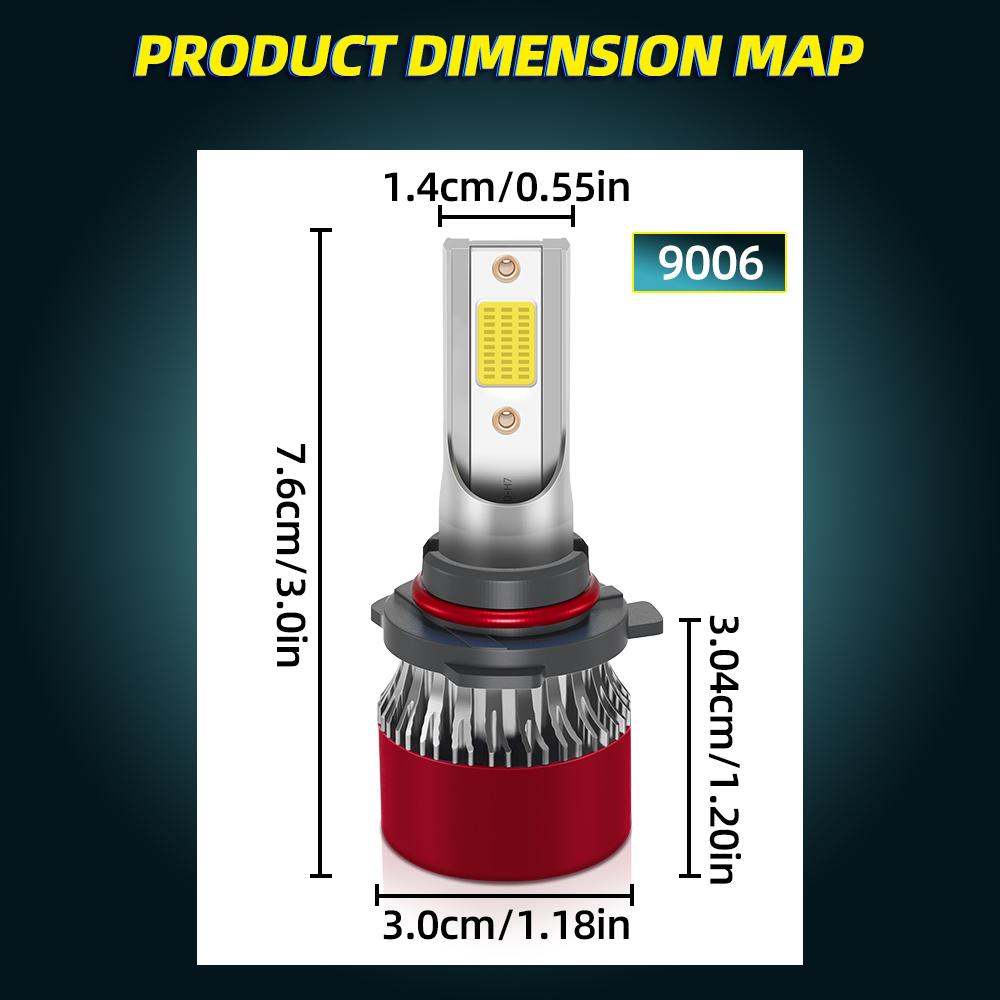 2Pcs LED 9006 HB4  Car Headlight Bulb 20000LM 6000K Running Front Head Lamp COB chips Cooling Fan DC12V headlight bulbs